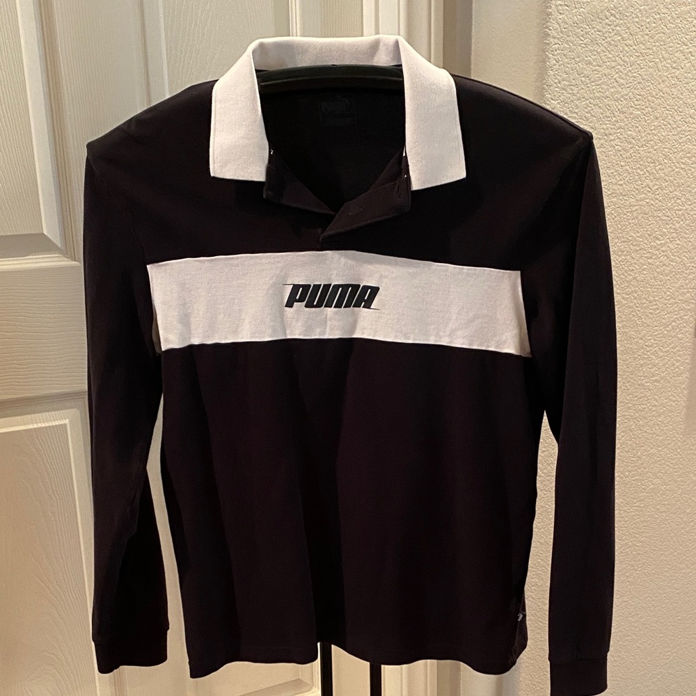 PUMA Black and White Men's Polo Shirt